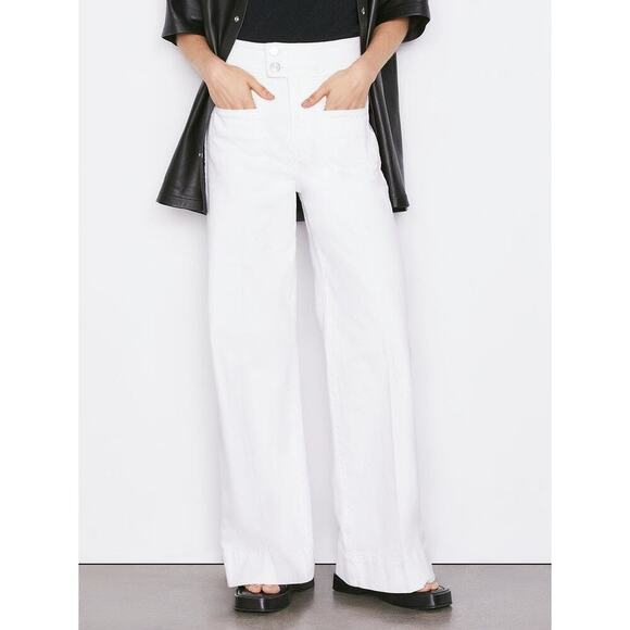 Frame Le Pixie Hardy Wide Leg Pant High Rise Solid White Size 25 NWT - Picture 3 of 16